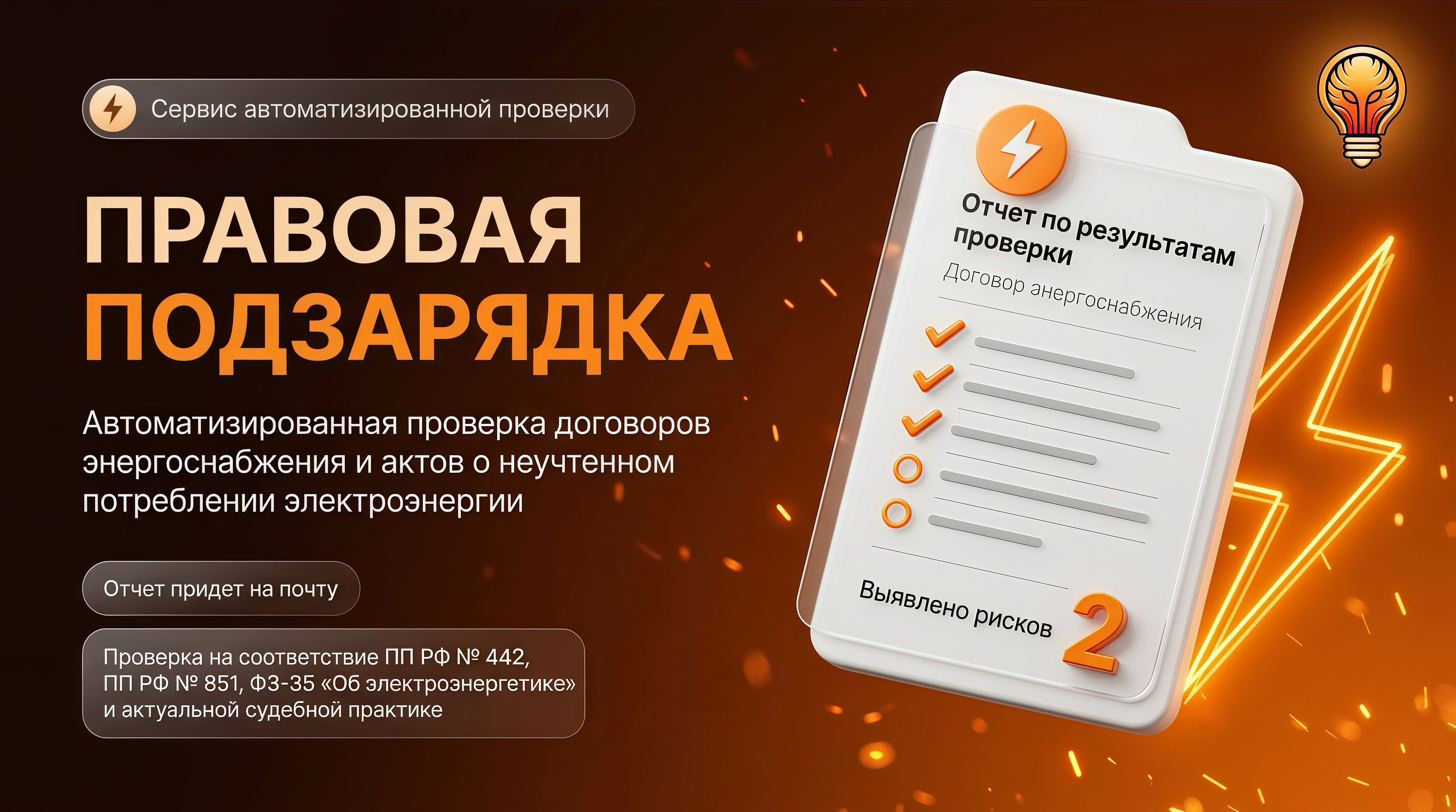 «Правовая подзарядка»: автоматизированная проверка договоров энергоснабжения и актов о неучтенном потреблении электроэнергии